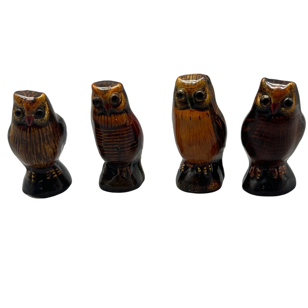 Vintage Enesco‎ Owls set of 4 retroCeramic figurines